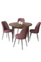 Hanah Home Juego de Mesa y Sillas de Comedor 5 Piezas Barroco y Rosa Polvoriento Tablero Partículas Melamina Metal Jerry
